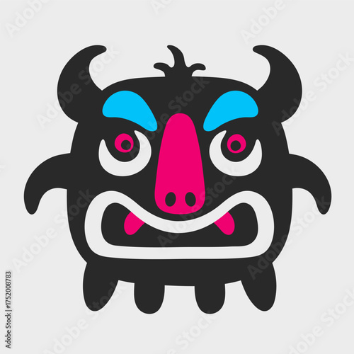 Scary, idol monster. Flat cartoon character design.