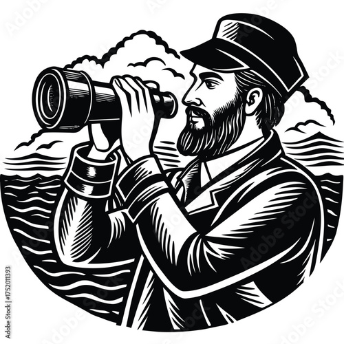 man with binoculars
