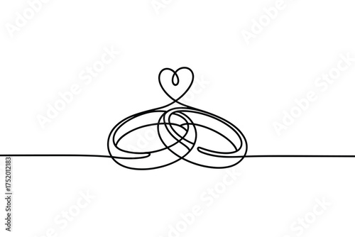 Continuous One Line Vector Drawing Illustration Pair of Rings Jewelry Accessorize