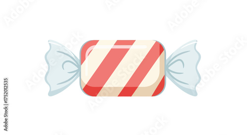 Whimsical candy vector art showcasing a delightful red striped sweet on white background