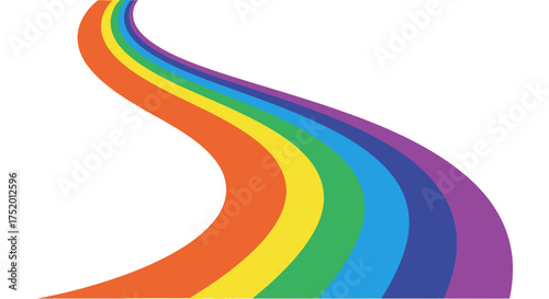 Vibrant curved rainbow spectrum illustration creates a colorful, optimistic and playful design