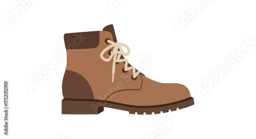A charming illustration of a lace-up ankle boot with earthy tones against a clean backdrop