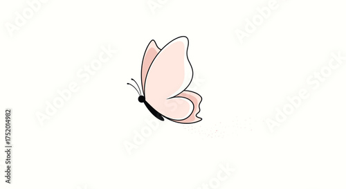 A delicate pastel butterfly takes flight in a minimalist artistic style.