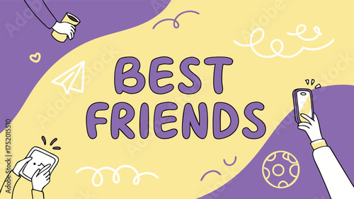 Celebrate lasting friendships with fun digital connection, perfect for social media campaigns and friendship day promotions, modern design