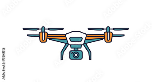 Modern drone illustration featuring a camera aerial vehicle for photography use