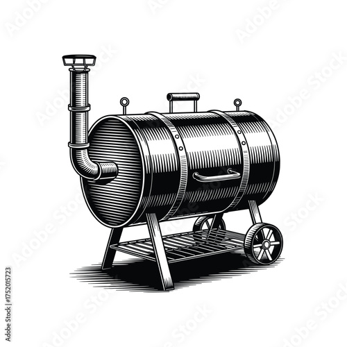 Barbecue Smoker Vector Illustration Grilling Equipment Cooking Design Element.