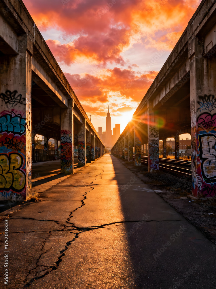 Obraz premium old bridge at dusk