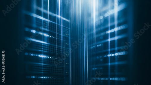 The digital landscape of the future, represented through intricate lines of light and data. The image is visually stunning and technically advanced.