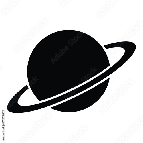 Stylized silhouette of saturn with rings iconic celestial body simple graphic design for space and astronomy themes