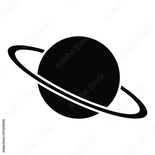 Stylized silhouette of saturn planet with rings cosmic celestial body space exploration science astronomy icon