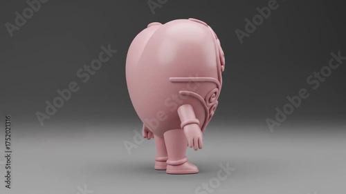 Animated stylized heart character with flower rotates showcasing its intricate patterns