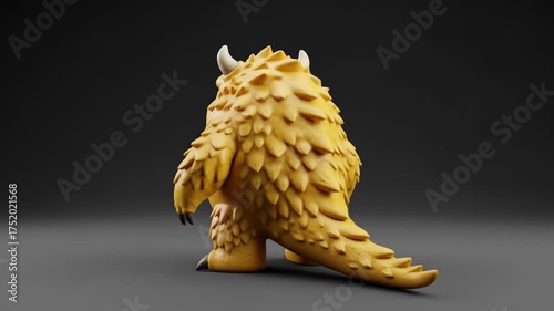 Animated Yellow Furry Creature Showcase: Captivating 3D Render Character Design Visuals