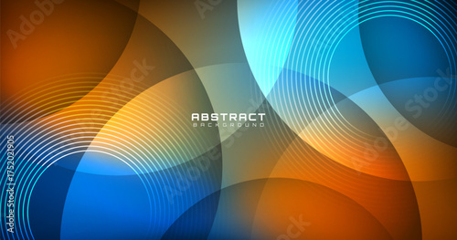 3D colorful abstract background overlap layer on dark space with glowing circles effect decoration. Modern graphic design element cutout style concept for web, art, flyer, card, or brochure cover