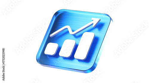 Dynamic financial growth chart icon with upward trend arrow signifying business success and profit increase for modern analytics