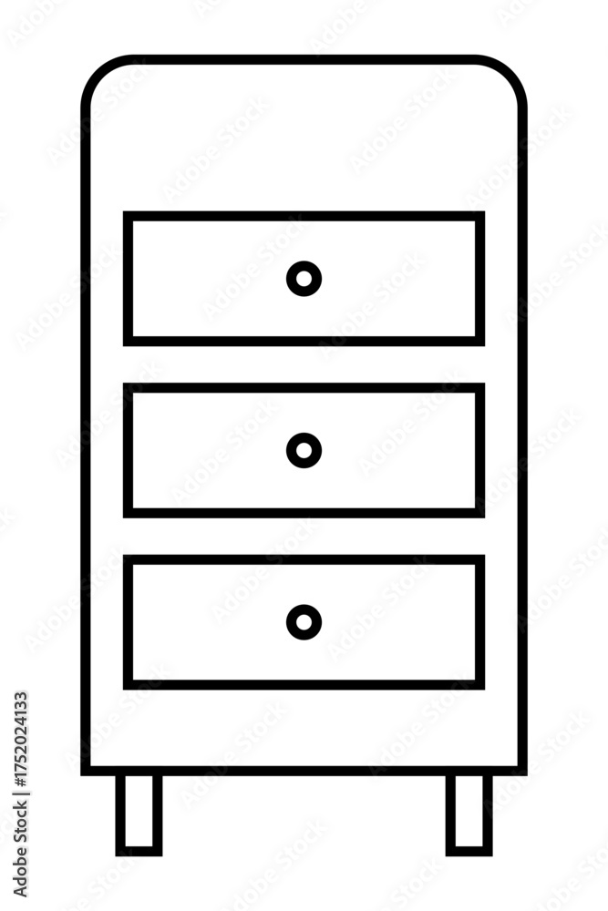 Minimalist Drawer Cabinet Line Icon. Thin Outline Furniture Design