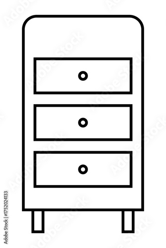 Minimalist Drawer Cabinet Line Icon. Thin Outline Furniture Design