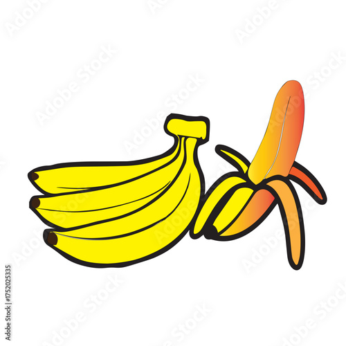 Banana Bunch and Peeled One