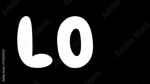 Hand-Drawn Animation of Word 'Lol'. Transparent Background. Letter-by-Letter Disappear and Reveal Loop
