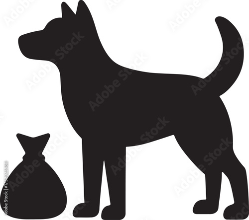 Loyal Dog Silhouette with Bag