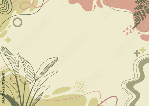 Background aesthetic abstract ,leaf background, hand drawn minimal background
