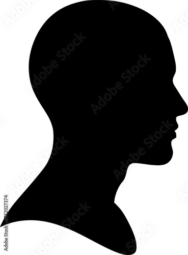 Head and shoulder silhouette. This image shows a silhouette of a human head and shoulders, representing a persons upper body and facial profile. Vector clipart illustration design