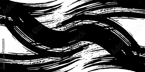 black white brush pattern car sticker banner abstract sporty lines black white color combination grunge brush pattern racing motorsport design, Eps 10.