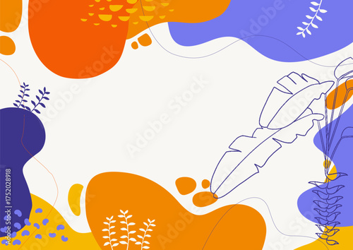Background aesthetic abstract ,leaf background, hand drawn minimal background