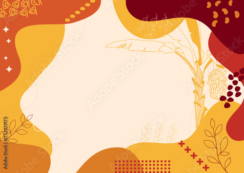 Background aesthetic abstract ,leaf background, hand drawn minimal background