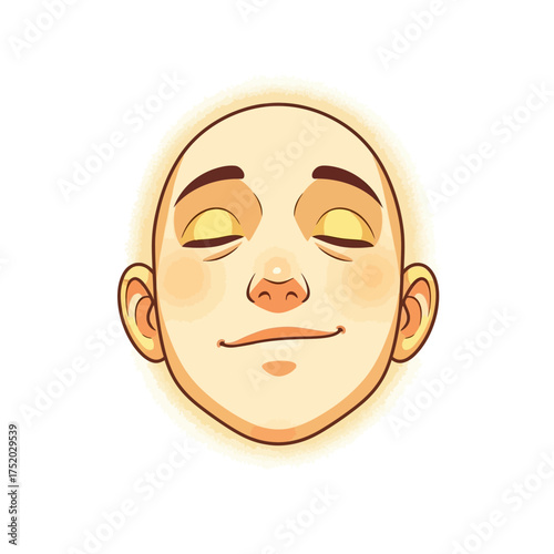 Bald man with closed eyes and a slight smile.