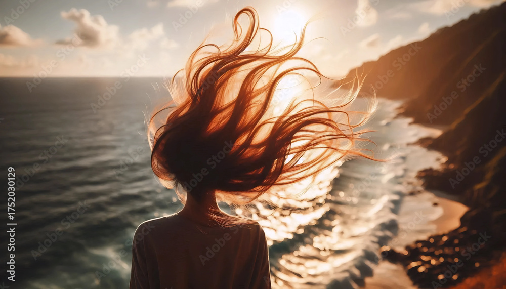 Fototapeta premium A hair in nature scene, Ai generated image