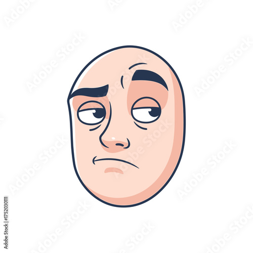 Cartoon face with tired expression and rolling eyes.