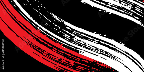 Car stickers with red and black white brush stroke pattern, abstract banner, sporty lines, red and black white color combination, brush stroke pattern, grunge design, Eps 10.