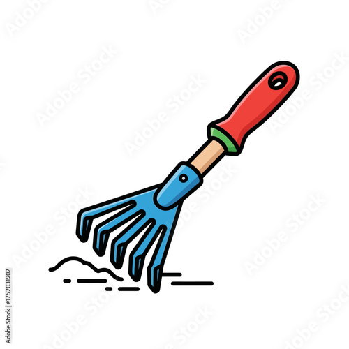 Handheld Garden Rake Tool for Soil Cultivation.