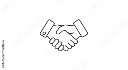 Handshake line icon. Business agreement and partnership concept. Symbol of a successful deal, contract, and cooperation. Minimal vector graphic for teamwork, trust, welcome, and support.