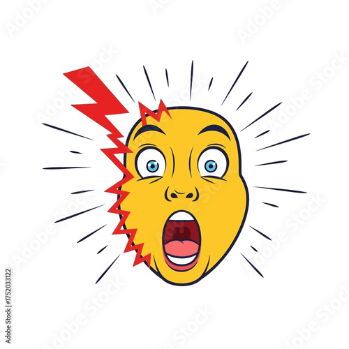 Shocked Face with Lightning Bolt Illustration.