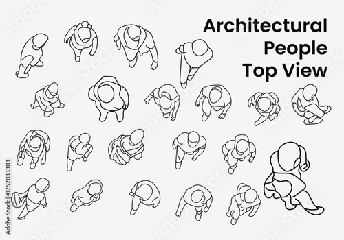 People vector for Cad Drawing top view people architectural drawing isolate white background.