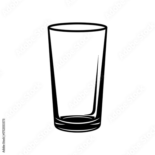Simple Outline Drawing of an Empty Drinking Glass.