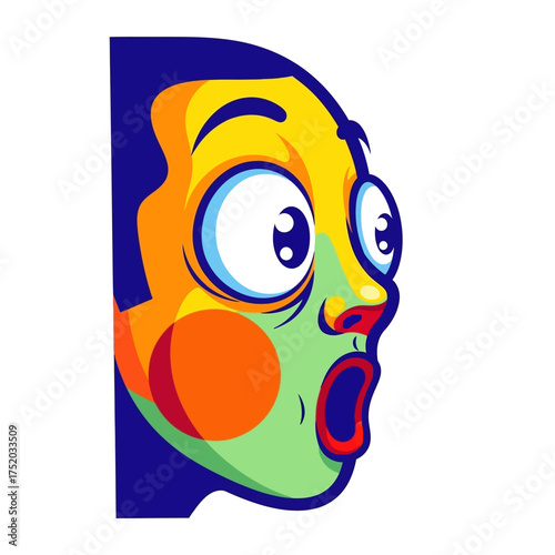 Surprised Face Cartoon Character Expression.