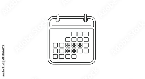 Calendar schedule line icon for date and time management. Concept of organization, event planning, and appointments. Vector organizer for business projects, deadlines, and reminders.
