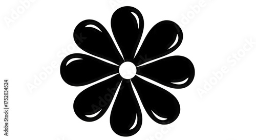 White Outline Flower Icon on Black Background standard isolated on a transparent background