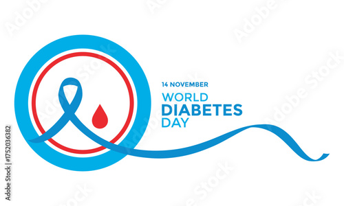 November 14, World Diabetes Day Celebration, Blue Circle, and Global Call to Action, vector illustration