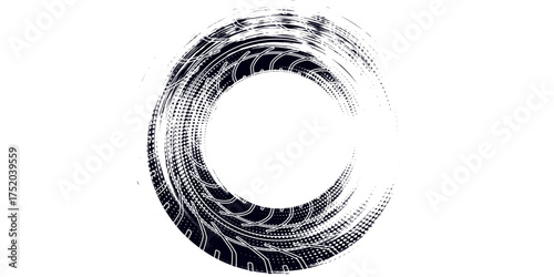 Auto tire tread grunge element. Car and motorcycle tire pattern, wheel tyre tread track. Black tyre print. Vector illustration white background.