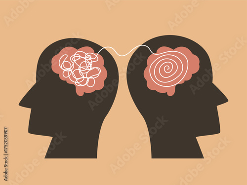 Psycho theraphy concept, human head with brain, mental health, solution