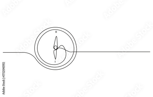Orienteering compass continuous line editable stroke line compass line continuous drawing vector,