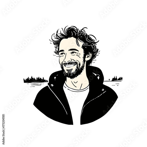 Environmentalist. Environmentalist simple black and white line art vector logo
