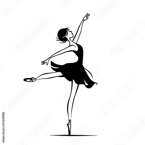 Dancer. Dancer simple black and white line art vector logo