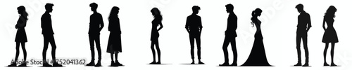 vector silhouette of a couple standing back to back