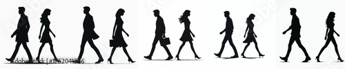 vector silhouette of a couple walking in different directions