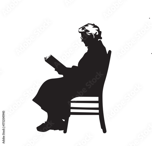 silhouette of a grandmother reading a book