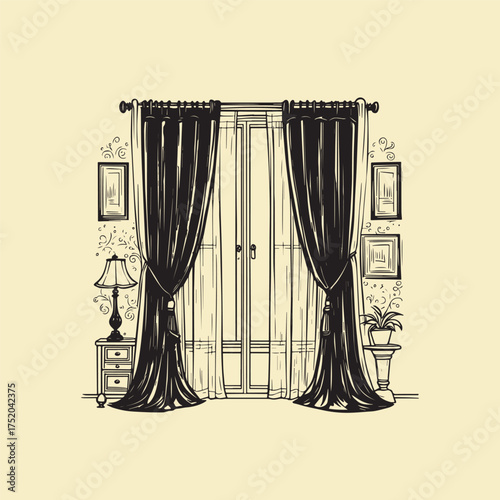 Curtain Design vector illustration
